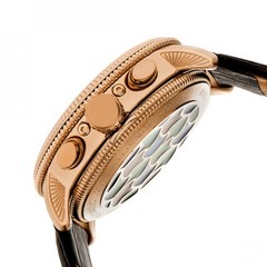 Heritor Automatic Aura Men’s Semi-Skeleton Black Leather Rose Gold Watch HR3503