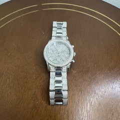 Diamond Accent Men’s Black and Silver Chrono Watch New Battery Bling Bling