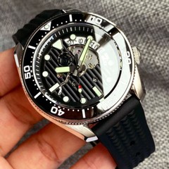 20ATM Tandorio 42.5mm Black Skeleton Dial Japan NH35A Automatic Mens Watch