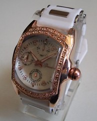 Men’s Rose Gold, Silver White Silicone Band Fashion Casual Hip Hop Watch