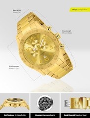 Invicta Men’s Watch gold plated stainless steel