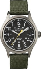 Timex T49961, Men’s Expedition Scout Green Fabric Watch, Date, Indiglo, NEW