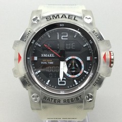 SMAEL Mens Watch 53mm Black Dial Clear Resin Dual Time 8007 New Battery