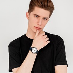 Simple Casual Men’s Large Digital Dial PU Leather Band Quartz Analog Wrist Watch