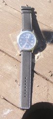 Jeep Watch New Never Worn Black and White Leather Strap New Battery 5 ATM Proof