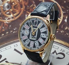 Watch Marriage Casino Playing Cards 3602 Gold case Men’s Wristwatch 18 Jewels