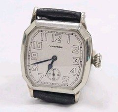 Antique Waltham Mens 7 Jewels Wristwatch 14k Gold Filled Case Tortue Shaped Case