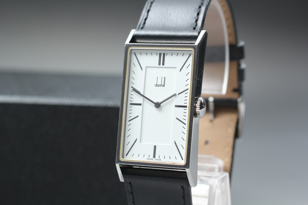 Vintage [N MINT] Dunhill Wafer 8036 Rectangle Quartz 22mm Men’s Swiss Made Watch