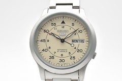 Vintage [Near MINT] SEIKO 5 7S26-02J0 Military Beige Dial Men’s Silver JAPAN