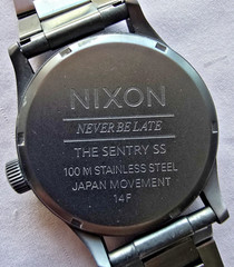 Nixon The Sentry SS Men’s Watch Matte Black Gunmetal Day/Date Red Accents Good