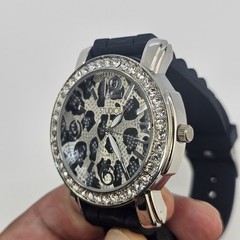 Studio Women’s Watch 42MM Animal Print Dial Black Plastic Bands New Battery