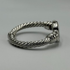 Cote D’Azur Watch Women Silver Tone Twisted Rope Hinged Cuff Band New Battery
