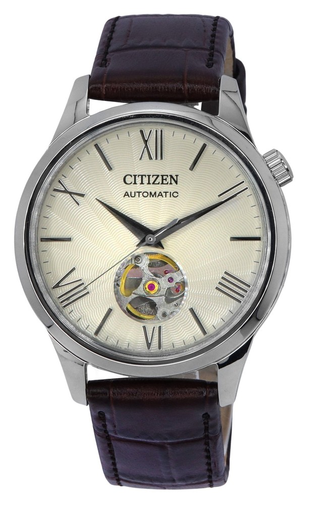 Citizen Calf Leather Strap Ivory Dial Automatic NH9130-17A Men’s Watch