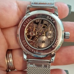 NIB Forsining T-Winner Silvertone Mens Watch.Hand Wind Mechanical ,Mesh Band.