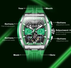 Men’s Automatic Mechanical Watch Tonneau Sapphire Glass 50M Waterproof Luminous