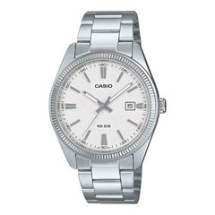 Casio MTP-1302DA-7A Men’s White Dial Stainless Steel Analog Watch Date