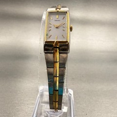 Seiko Tank Watch Women 13mm White Dial Two Tone Rectangle 2E20-7479 New Battery