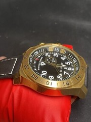 SWISS LEGEND SL PILOT MENS WATCH GOLD TONE LEATHER BAND NEEDS BATTERY