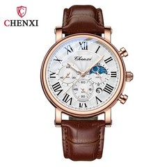 CHENXI Men’s Calendar Chronograph Moon Phase Roman Numerals Quartz Wristwatch