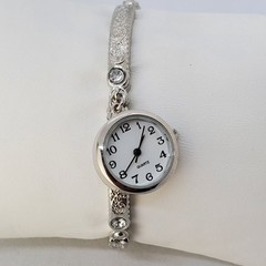 22MM Women’s Bracelet Watch White Dial Gray Bracelet Band 7.75″ New Battery