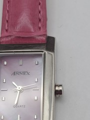 Annex by Casual Corner Women’s Quartz Rectangle MOP Dial Watch Silver Tone Work