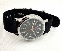Timex Weekender T2N6479J 38mm Black Dial INDIGLO Nylon Watch | New, No Box