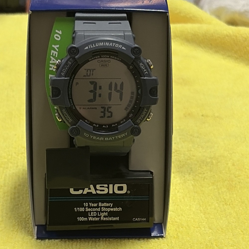 Casio Illuminator Digital Quartz Backlight WR 100m Gray Resin w/ Box