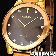 Citizen Eco-Drive Diamond Dial Gold Men’s Watch Used