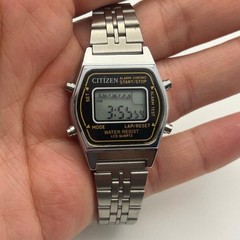 Vintage Citizen Seven Chronograph Alarm Silver-tone Digital Watch New Battery
