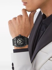 Philipp Plein The Skeleton Automatic Skeleton Dial Tonneau Black Rubber Strap