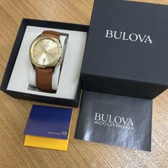Men’s Wristwatch Bulova Accutron II 97B132 Quartz Brown Leather Belt with Box