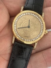 CORUM 35mm $5 Coin 1882 18k Gold Saudi Arabic writing with Diamonds Quartz