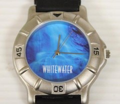 Whitewater Black Band Satin Silver Case Blue Water Face Watch