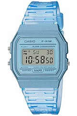 CASIO F-91WS-2JH Digital Watch Clear Blue Retro Alarm Quartz Japan New