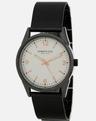 Kenneth Cole New York 10030647 Men’s Analog Round Watch Black Mesh Bracelet NEW