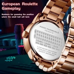 MARK FAIRWHALE Men’s Rose Gold Rotatable Roulette Dial Luminous Quartz Watch Boy