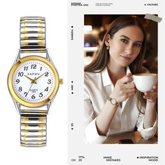 Women Ladies Big Numbers Dial Elastic Band Ultra Thin Quartz Analog Wrist Watch