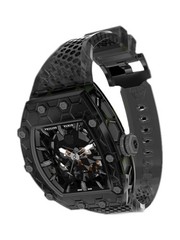 Philipp Plein The Skeleton Automatic Skeleton Dial Tonneau Black Rubber Strap