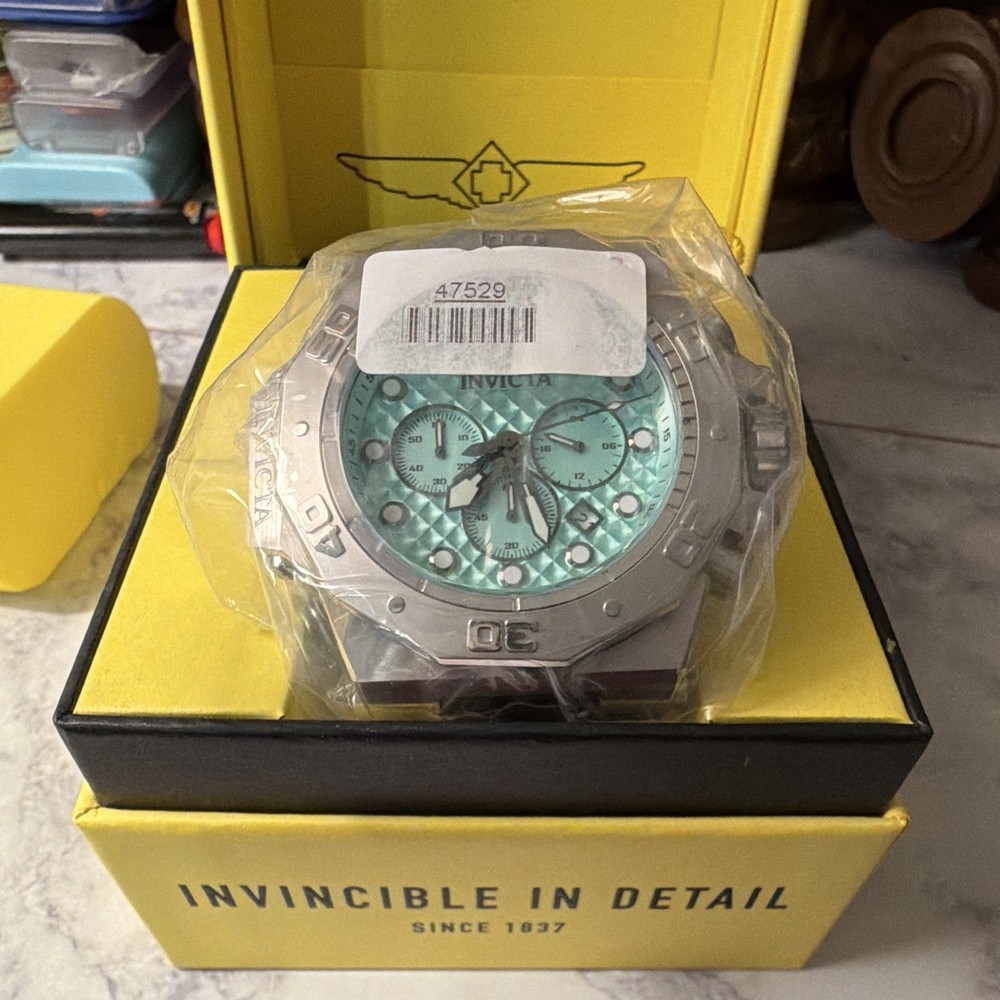 Invicta Akula 47529 Men’s 58mm Turquoise Chronograph Watch New in Box