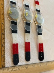 3 Vtg Quartz Style Sport Watch WR Red White Blue Watchband Roman Numeral NOS Lot