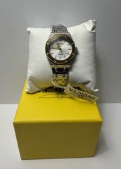 Invicta 69257 Silver Dial Gold Bezel Stainless Steel Quartz Watch New