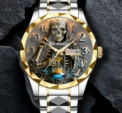 Personalized Skull Hourglass Sculpture Wrist Alloy Luxury Quartz Watch