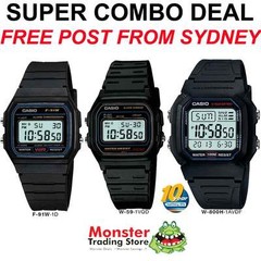 CASIO WATCH COMBO DEAL FREE POST FROM SYDNEY RETRO F-91W-1, W-59-1, W-800-1