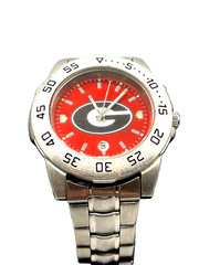 University of Georgia Bulldogs Watch Stainless Steel Red Dial UGA Logo Quartz