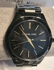Michael Kors Slim Runway Men’s Black Stainless Quartz Date Watch 42mm 50m