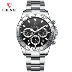 CHENXI Men’s Watch Chronograph Luminous Sport Business Steel Quartz Wristwatch