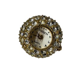 Vintage Gruen Women Gold Tone Pave 26mm Quartz Pendant Necklace Watch Not Tested