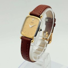 Seiko 1400-7010 Quartz Women Square Wristwatch Gold Silver Battery Replaced