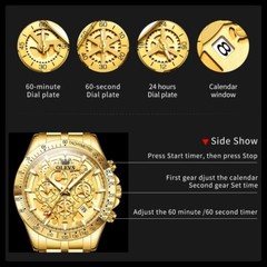 Waterproof Quartz Luminous OLEVS Business Luxury Men Watch Date Strap Gold Watch
