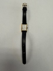 Seiko Quartz Women’s Rectangular Analog Watch Roman Dial Black Leather Strap